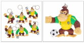 6 chaveiros do personagem Donkey Kong com camisa do Brasil